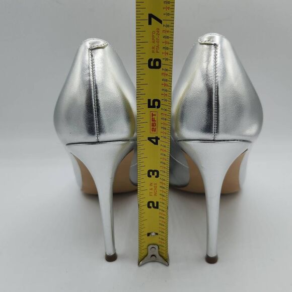 Steve Madden Evelyn Silver Stiletto Heeled Pointed Toe Slip On Dress Pumps Sz 9 - Picture 8 of 11